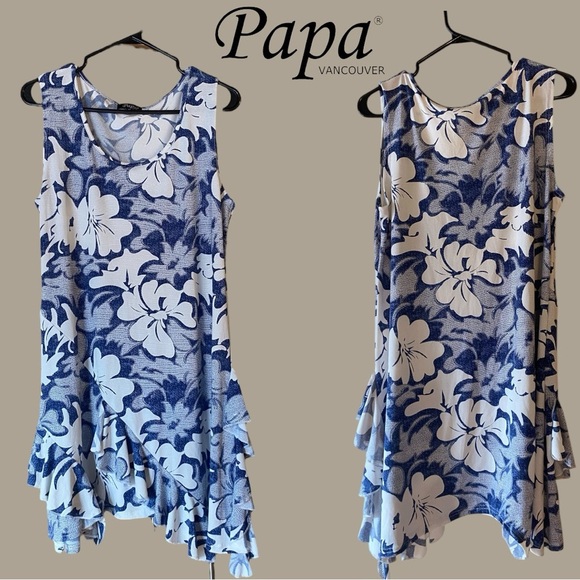 Papa Vancouver Floral Ruffle Hem Dress Size Medium - Picture 1 of 5